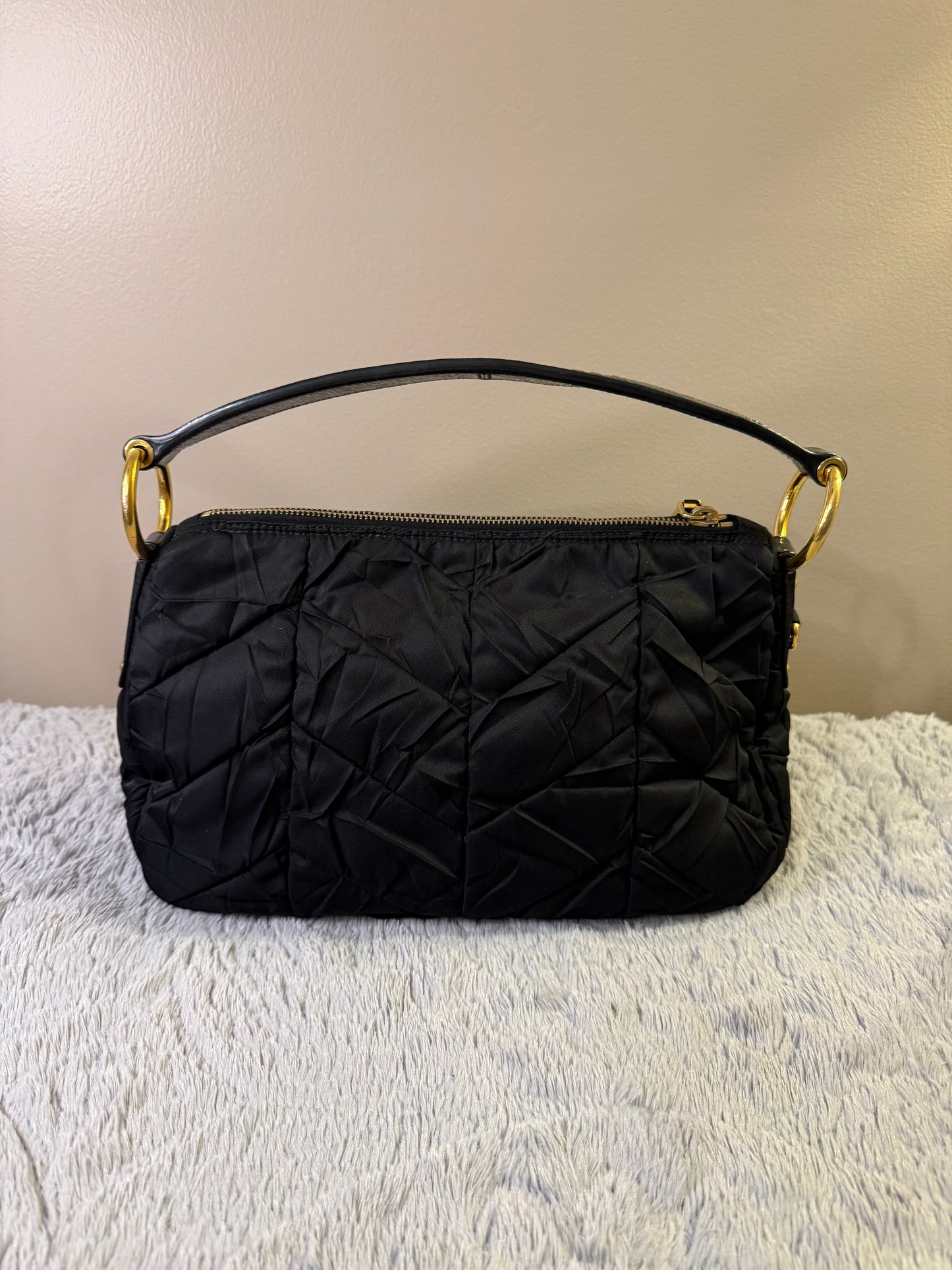 Prada Tessuto Chevron Quilted Nylon Hobo Bag