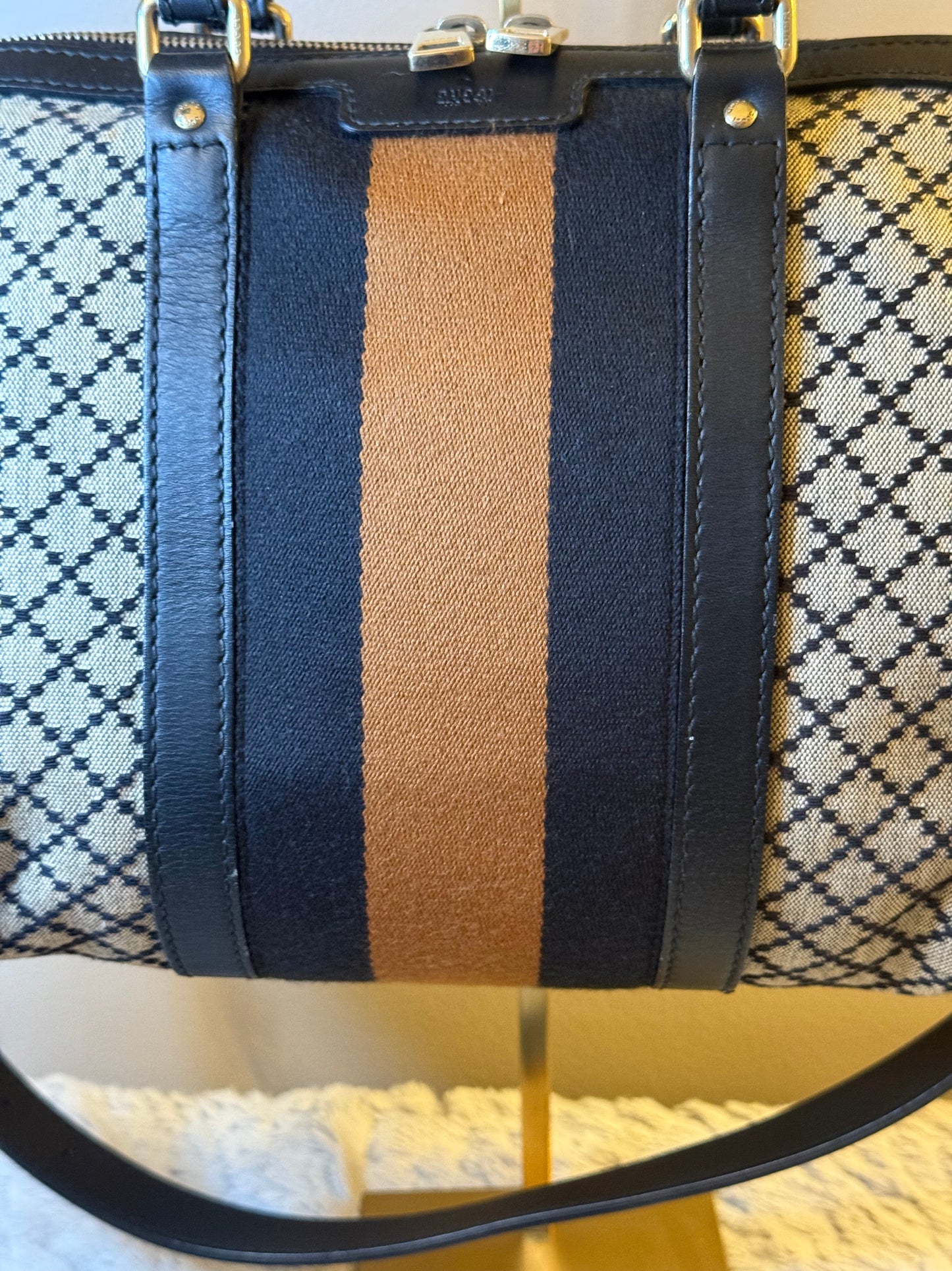 Gucci Diamante Black and Brown 2 Way Tote