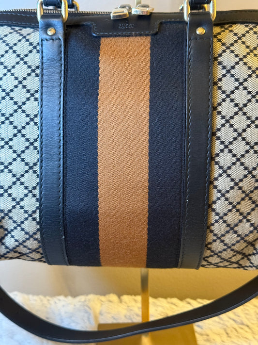 Gucci Diamante Black and Brown 2 Way Tote