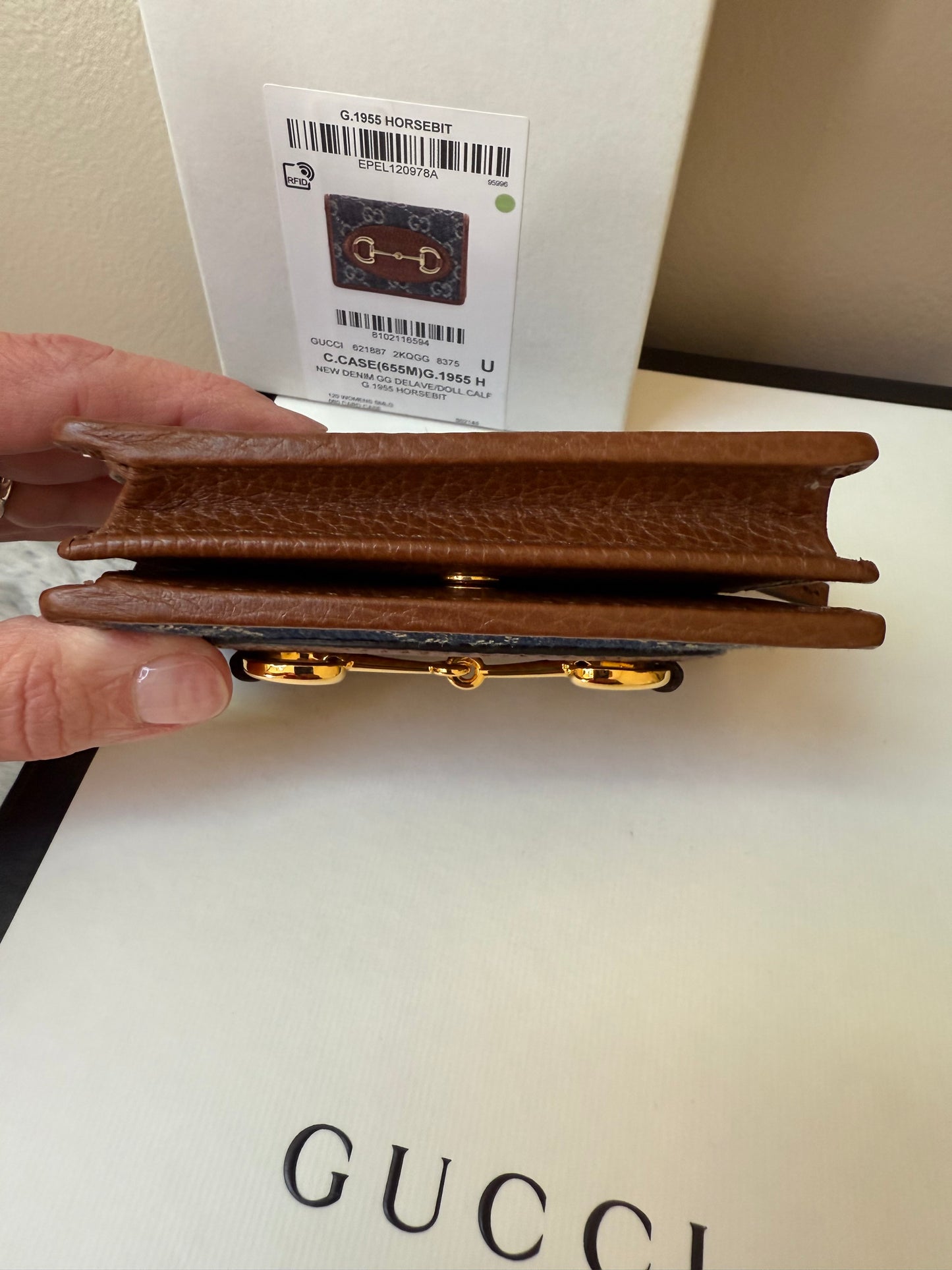 Gucci Denim Horsebit Compact Wallet ( New with box)