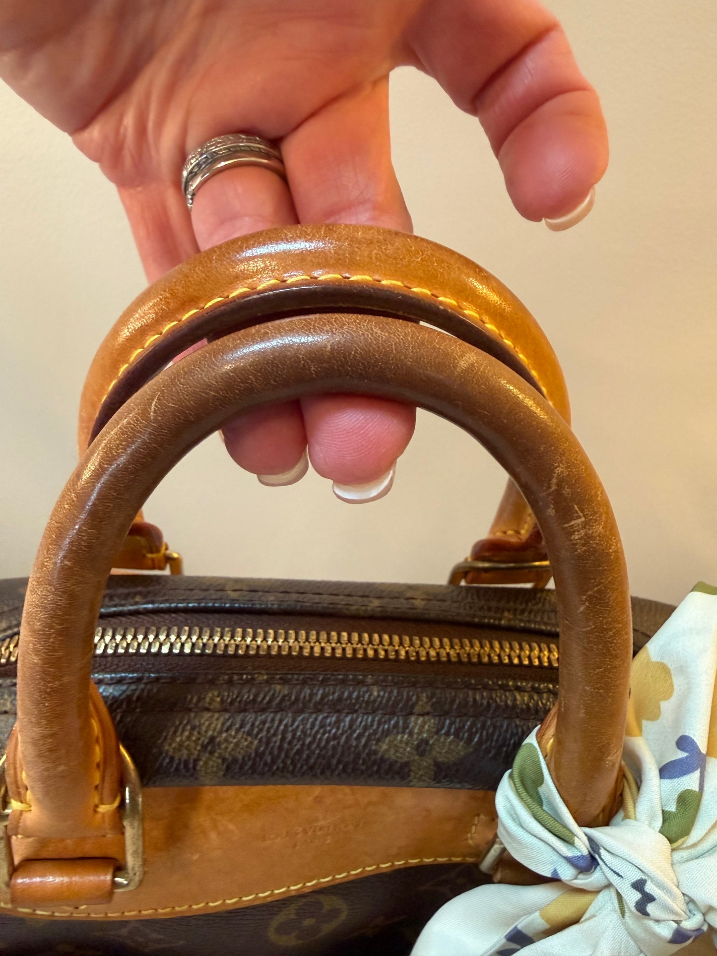 Louis Vuitton Trouville Vintage Satchel with Floral Scarf