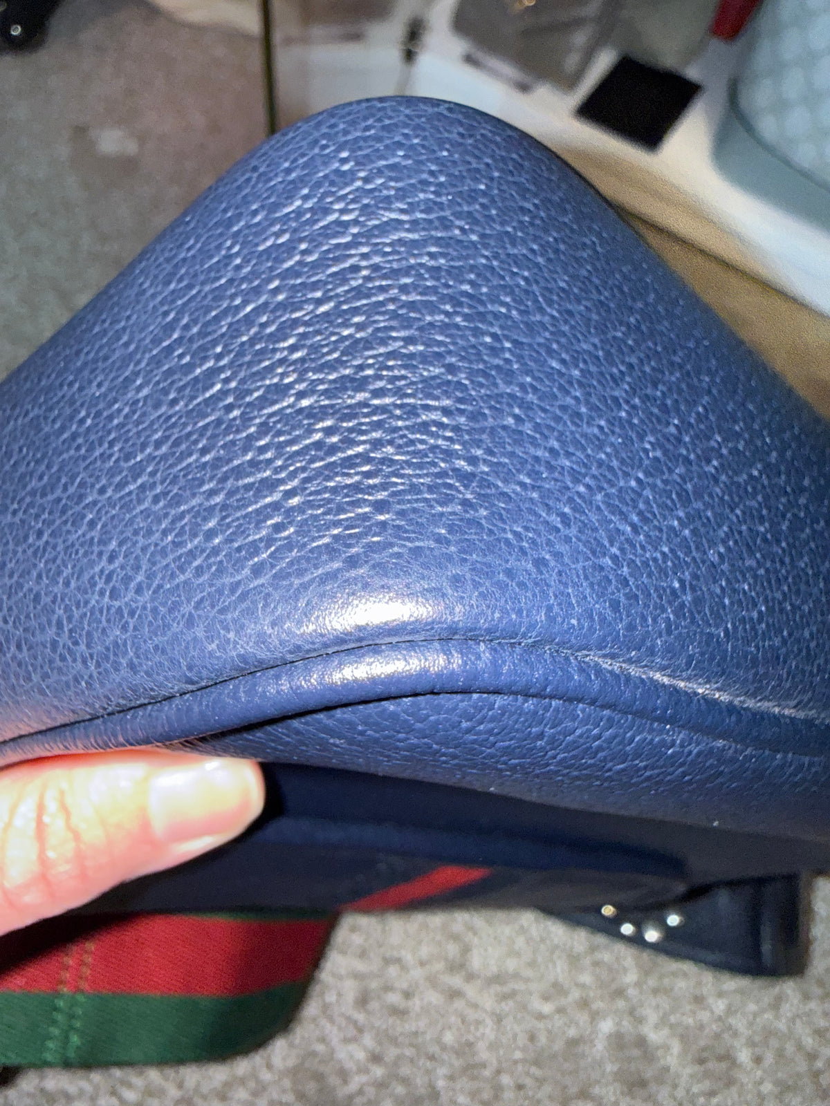 Gucci Navy Leather Crossbody with 2 Straps Red and Green Strap/ Blue Leather