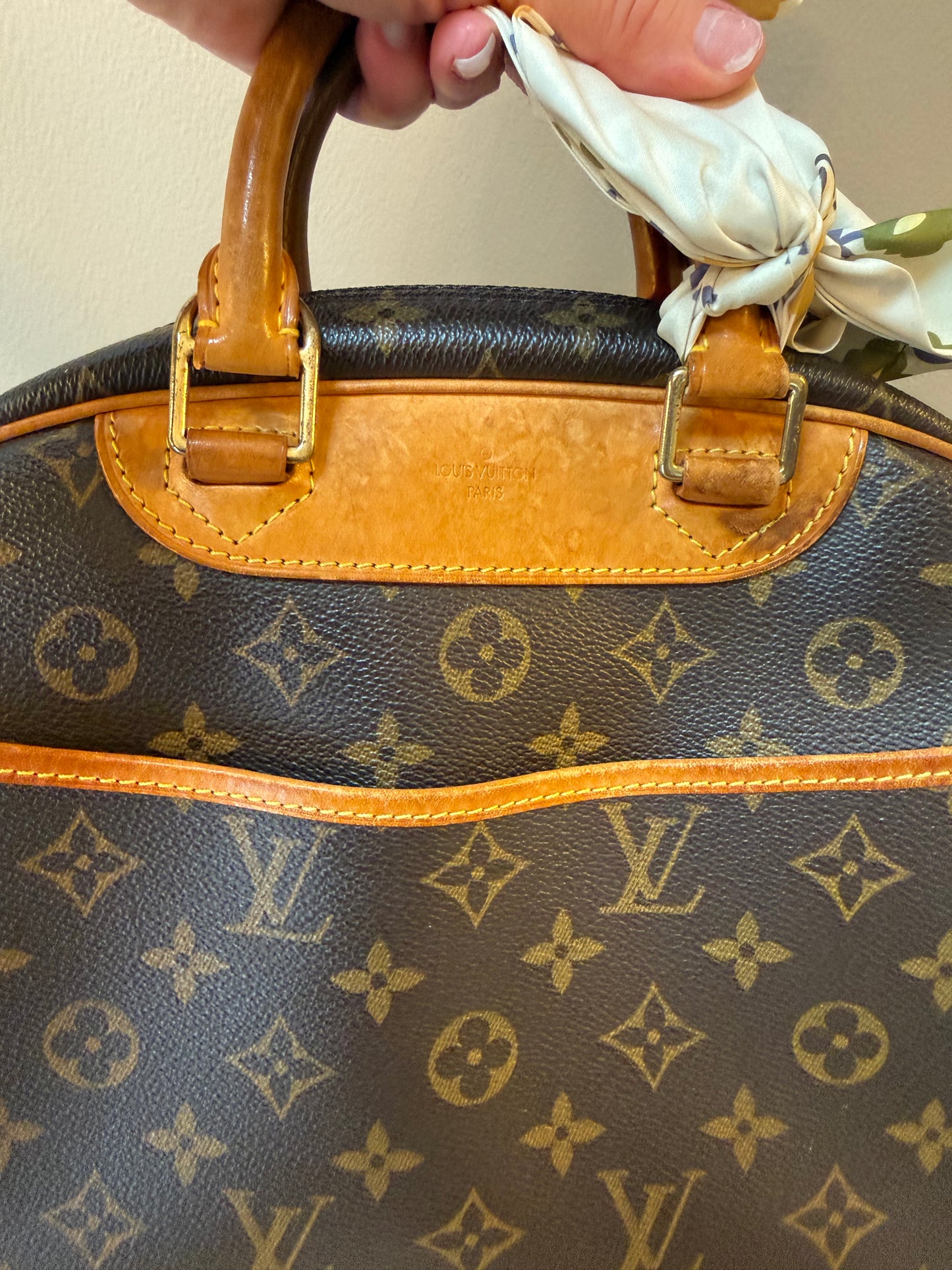 Louis Vuitton Trouville Vintage Satchel with Floral Scarf